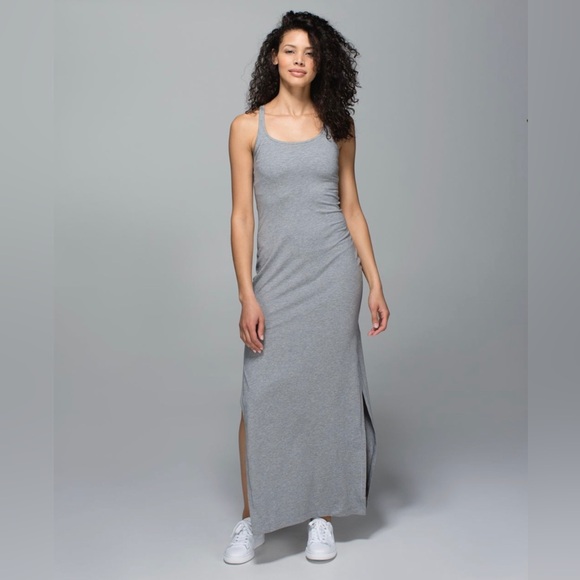 Women’s Lululemon refresh maxi dress heathered medium grey size 6 or 8 MEDIUM - Picture 1 of 9